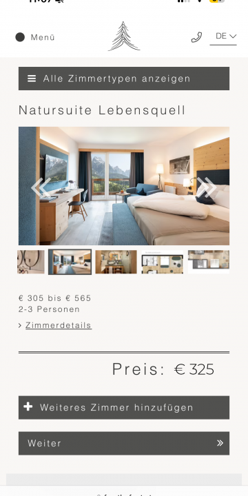 Screenshot mobil Naturhotel Fortsthofgut