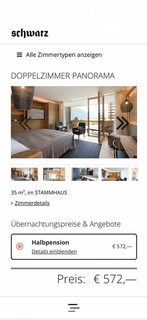 Screenshot mobile Ansicht Hotel Fräulein Nannerl #2