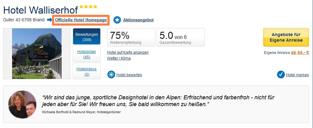 Direktlink auf HolidayCheck