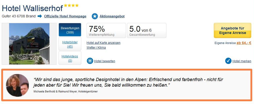Gastgeber-Zitat auf HolidayCheck